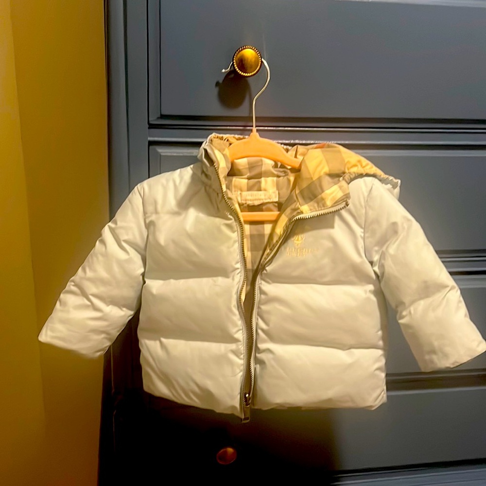 Reversible Blue Burberry Winter coat, 0-3 M. Unisex